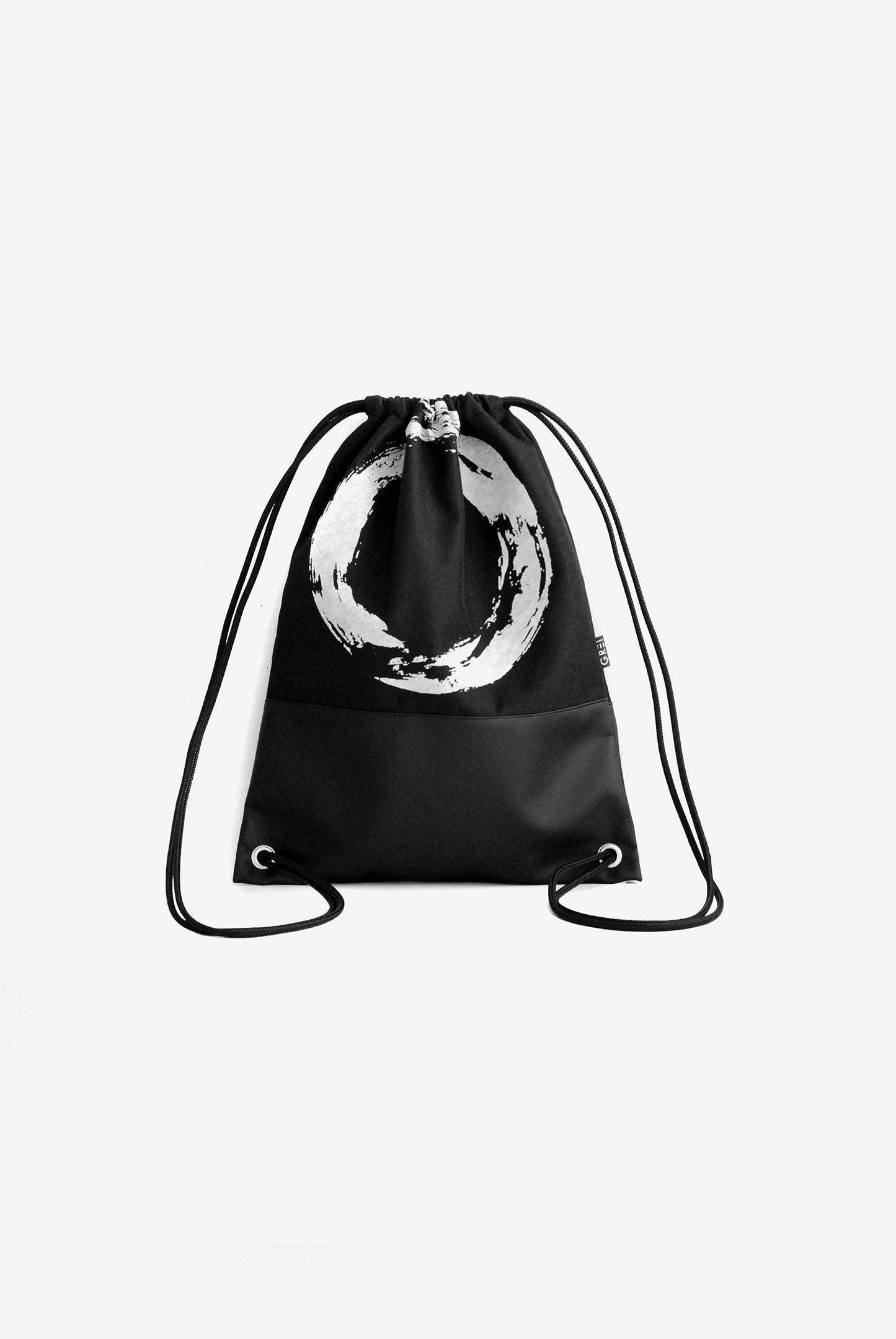 GREI Drawstring Backpack circle Black