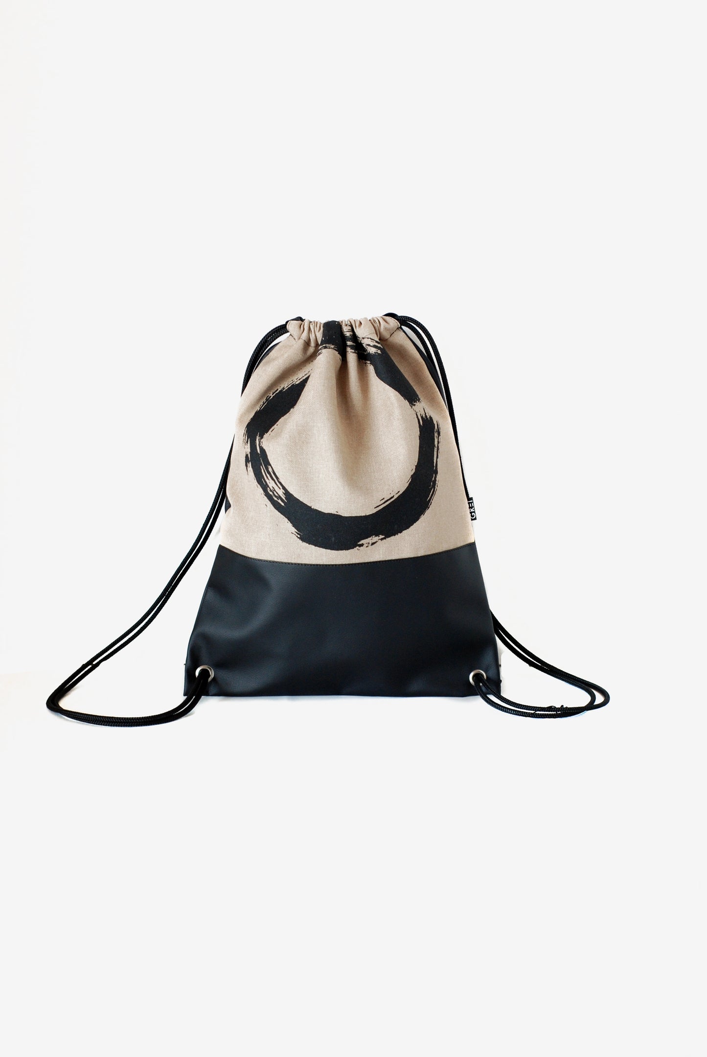 GREI Drawstring Ruksak Krug Bež-crni